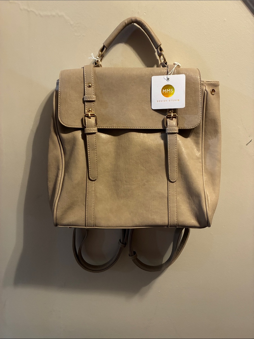 MMS Design Studio Taupe Convertible The Loretta Leather Backpack
